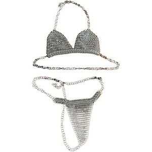 Chainmail Bikini Set Aluminum Bra & Panty Metal Warrior Cosplay by Mdhel One Sz